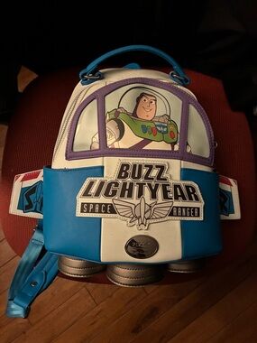 Disney Buzz Lightyear Kids Backpack in White, Blue, Purple
